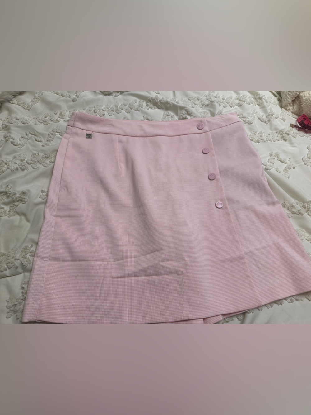 Soft Pink Button-Accent Skort